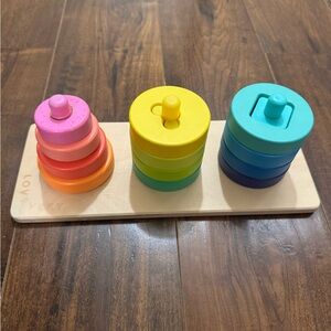 LoveVery Wood Sorting, Stacking, Twist, Pivot, Shapes & Colors Board